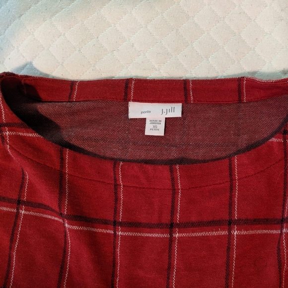 J. JILL XS Red Windowpane Plaid Dress - Picture 4 of 6